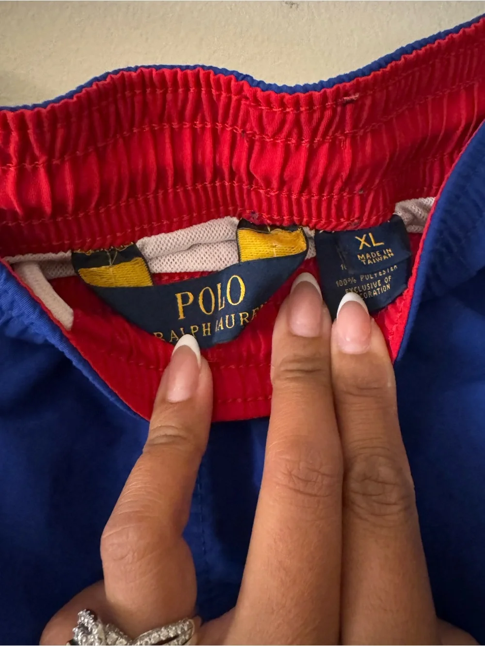 Polo by Ralph Lauren Royal Blue Swim Trunks with Red Waistband